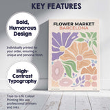 Barcelona Flower Market Retro Botanical Floral Poster Canvas Wall Art Print Decor Picture Ready to Hang