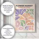 Barcelona Flower Market Retro Botanical Floral Poster Canvas Wall Art Print Decor Picture Ready to Hang