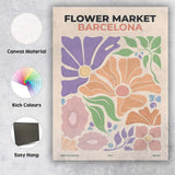 Barcelona Flower Market Retro Botanical Floral Poster Canvas Wall Art Print Decor Picture Ready to Hang