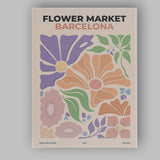 Barcelona Flower Market Retro Botanical Floral Poster Canvas Wall Art Print Decor Picture Ready to Hang