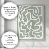 Sage Green Organic Abstract Wavy Shapes Minimalist Canvas Wall Art Print Decor Picture Ready to Hang
