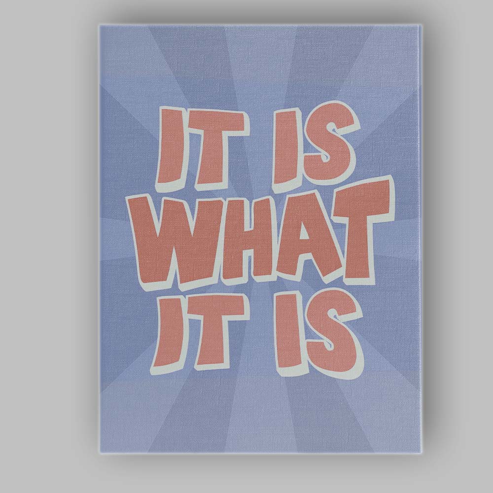 Pastel Blue Retro Typography It Is What It Is Motivational Quote Canvas Wall Art Print Decor Picture Ready to Hang