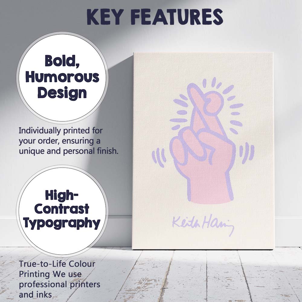 Minimalist Pink Finger Heart Gesture Cute Line Art Illustration Canvas Wall Art Print Decor Picture Ready to Hang