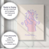 Minimalist Pink Finger Heart Gesture Cute Line Art Illustration Canvas Wall Art Print Decor Picture Ready to Hang