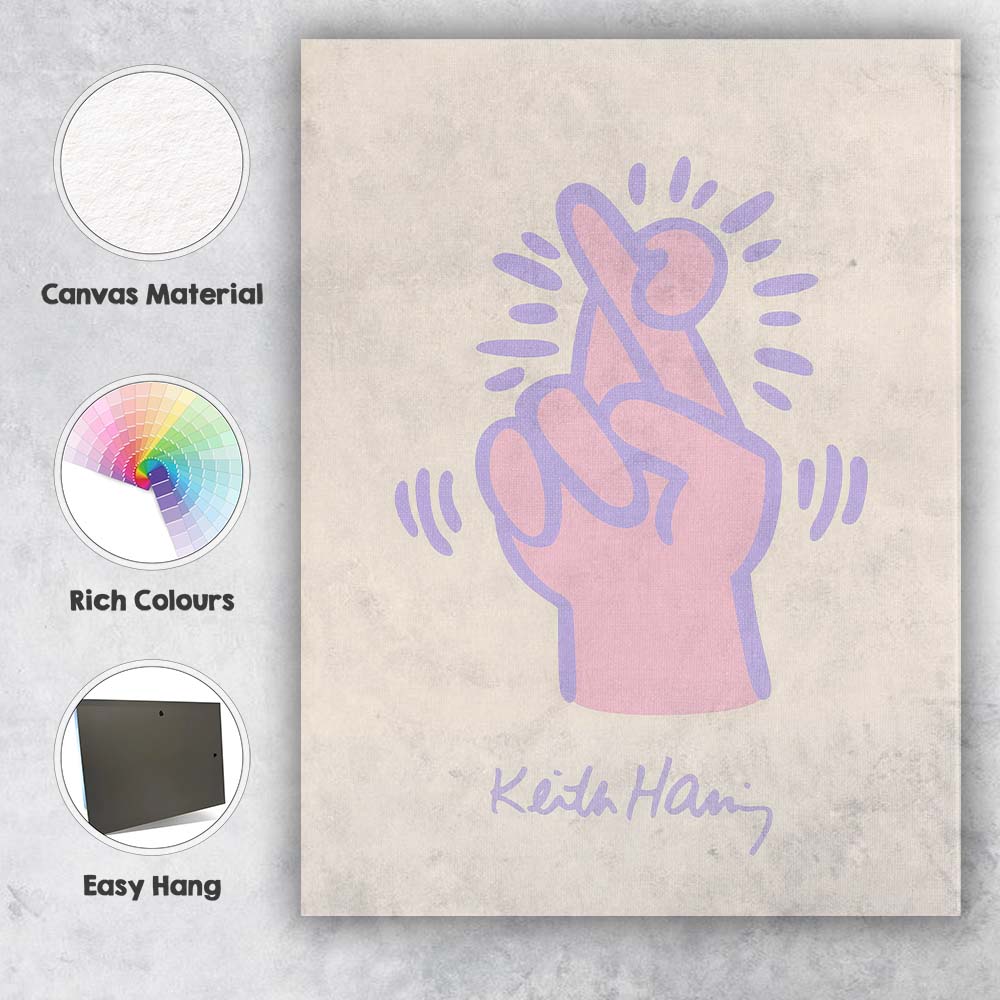Minimalist Pink Finger Heart Gesture Cute Line Art Illustration Canvas Wall Art Print Decor Picture Ready to Hang