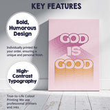 God Is Good Layered Typography Inspirational Christian Quote Canvas Wall Art Print Decor Picture Ready to Hang