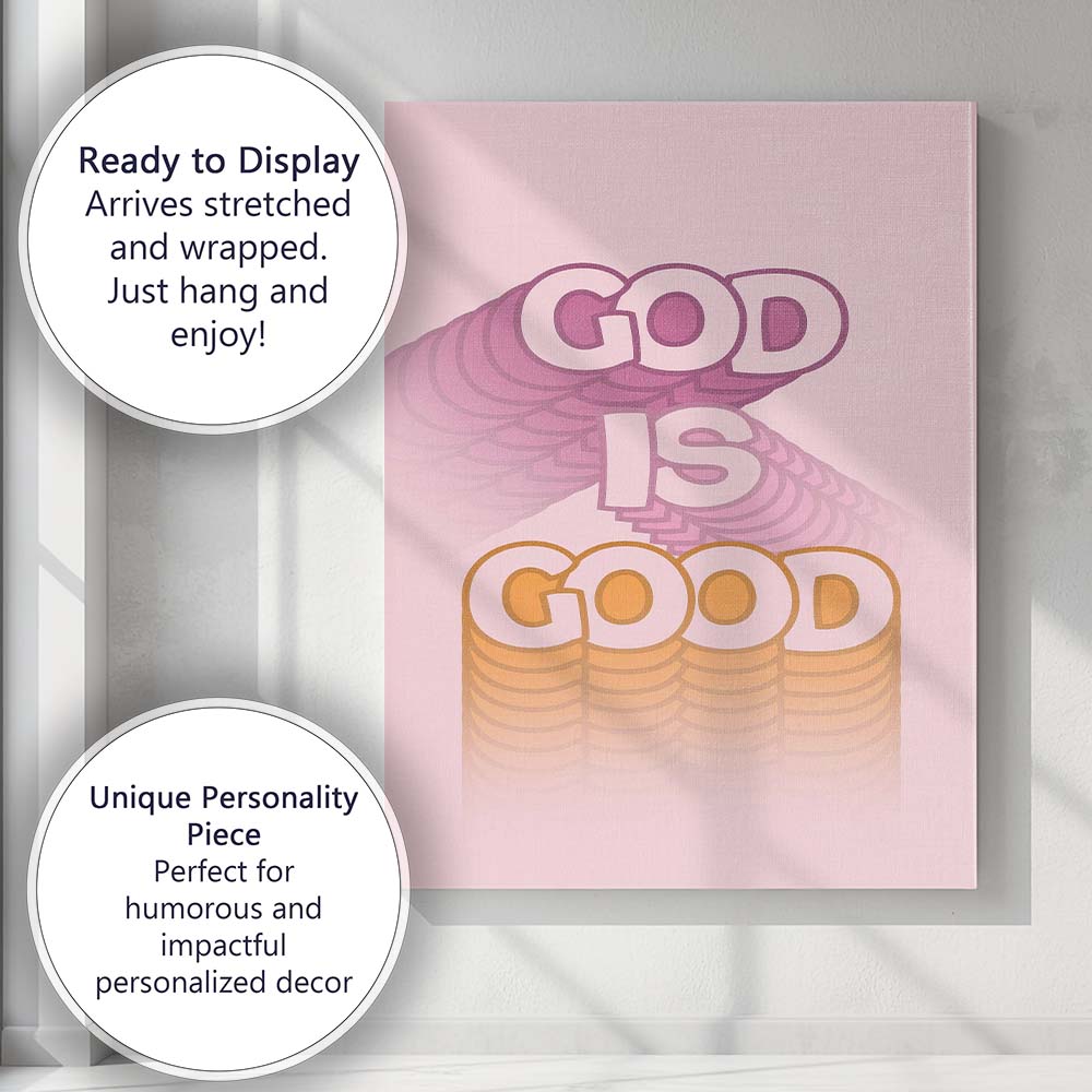 God Is Good Layered Typography Inspirational Christian Quote Canvas Wall Art Print Decor Picture Ready to Hang