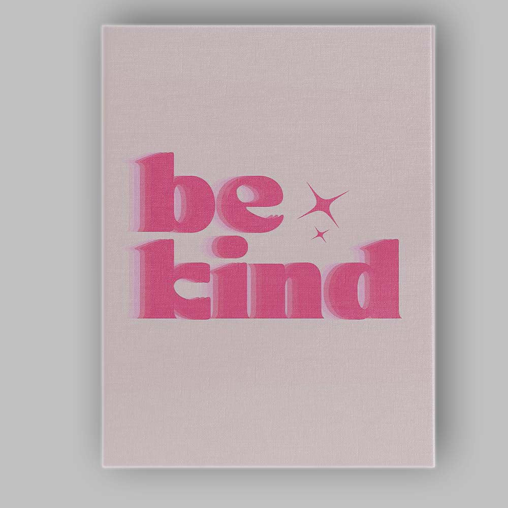 Be Kind Pink Retro Typography Positive Motivational Quote Canvas Wall Art Print Decor Picture Ready to Hang