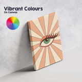 Retro Mystical Green Eye Sunburst Boho Illustration Canvas Wall Art Print Decor Picture Ready to Hang