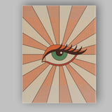 Retro Mystical Green Eye Sunburst Boho Illustration Canvas Wall Art Print Decor Picture Ready to Hang