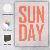 Minimalist Coral Sunday Typography Modern Quote Canvas Wall Art Print Decor Picture Ready to Hang