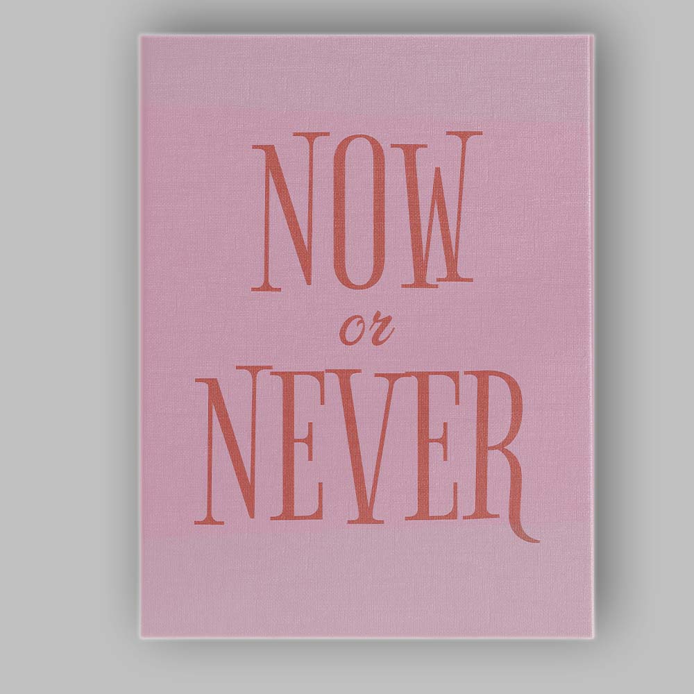 Minimalist Pink Now Or Never Inspirational Typography Canvas Wall Art Print Decor Picture Ready to Hang