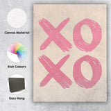 Pink XOXO Hand Painted Brush Lettering Romantic Quote Canvas Wall Art Print Decor Picture Ready to Hang