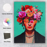 Colourful Floral Portrait Woman Inspired Art Canvas Wall Art Print Decor Picture Ready to Hang