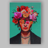 Colourful Floral Portrait Woman Inspired Art Canvas Wall Art Print Decor Picture Ready to Hang