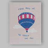 Come With Me To Touch The Sky Hot Air Balloon Inspirational Canvas Wall Art Print Decor Picture Ready to Hang