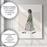 Minimalist Watercolour Walking Woman Fashion Illustration Canvas Wall Art Print Decor Picture Ready to Hang