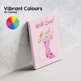 Wild Soul Pink Cowboy Boot Floral Watercolour Canvas Wall Art Print Decor Picture Ready to Hang