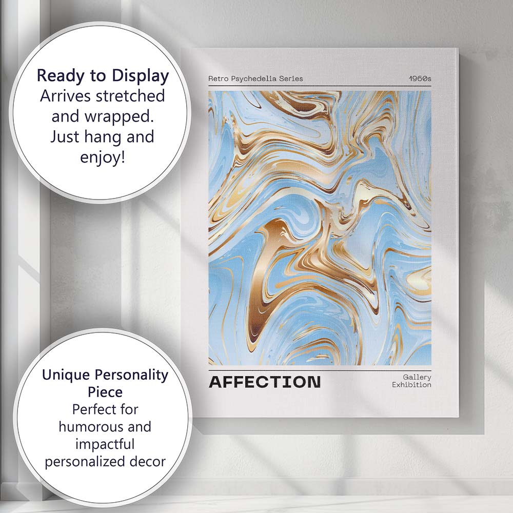 Pastel Blue Gold Marble Abstract Fluid Art Canvas Wall Art Print Decor Picture Ready to Hang