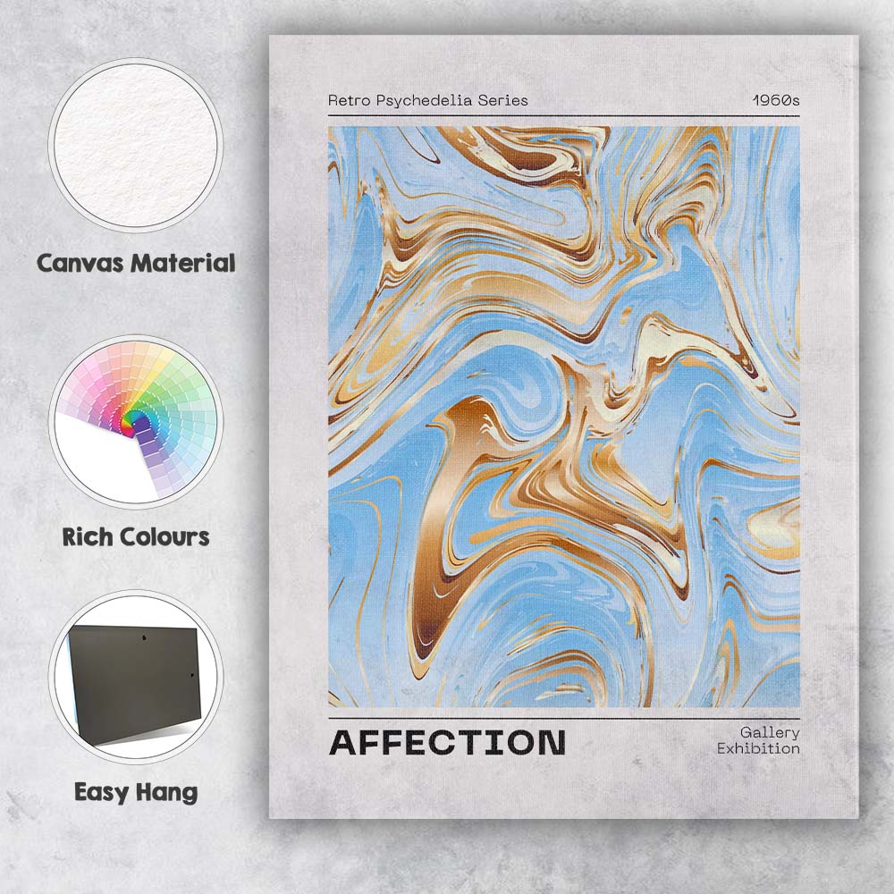 Pastel Blue Gold Marble Abstract Fluid Art Canvas Wall Art Print Decor Picture Ready to Hang