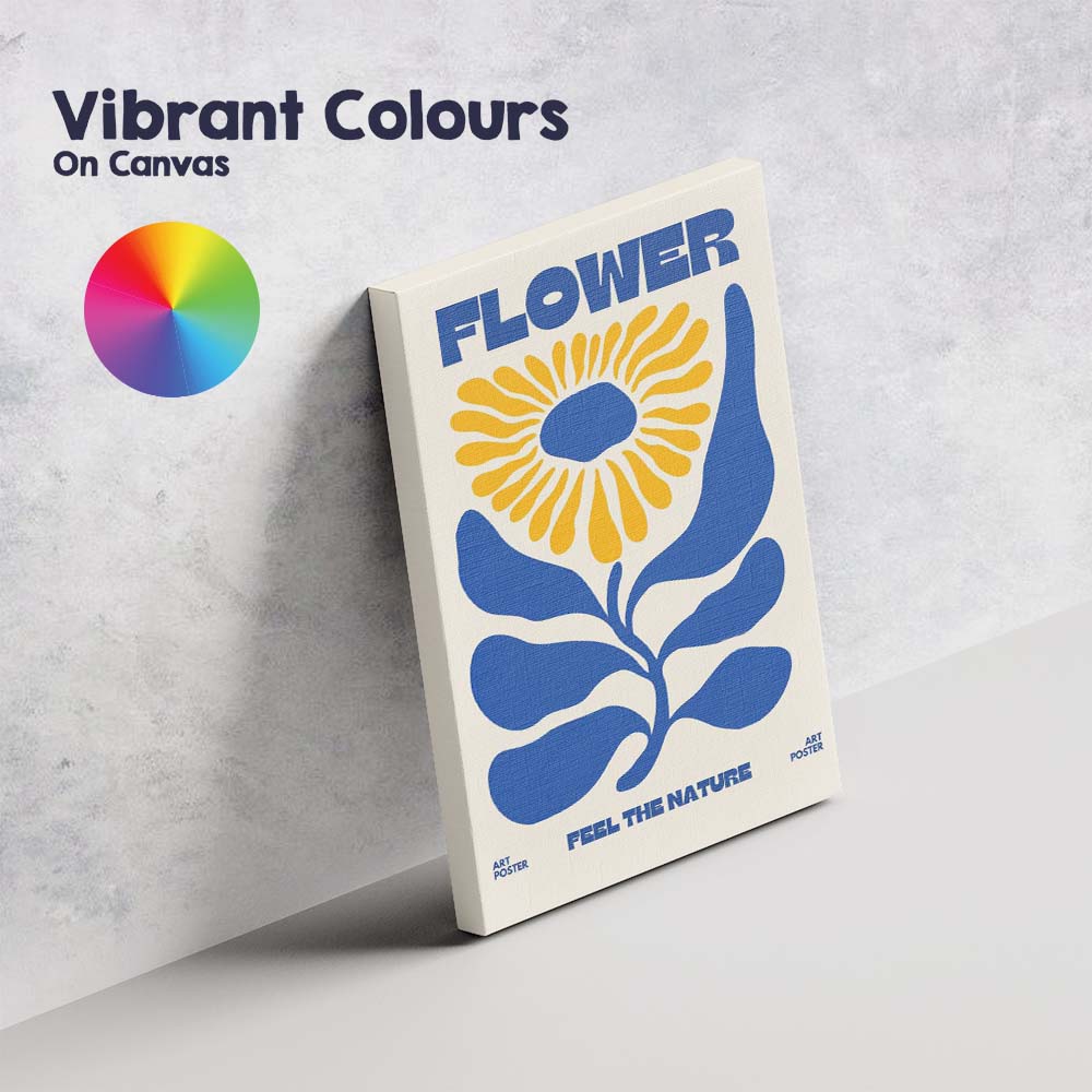 Bold Blue Yellow Abstract Flower Nature Poster Canvas Wall Art Print Decor Picture Ready to Hang