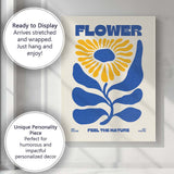 Bold Blue Yellow Abstract Flower Nature Poster Canvas Wall Art Print Decor Picture Ready to Hang
