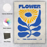 Bold Blue Yellow Abstract Flower Nature Poster Canvas Wall Art Print Decor Picture Ready to Hang