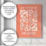 Retro Time To Move On Floral Motivational Typography Canvas Wall Art Print Decor Picture Ready to Hang