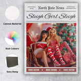 Sleigh Girl Sleigh Christmas Fashion Magazine Cover Canvas Wall Art Print Decor Picture Ready to Hang