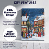 Cosy Christmas Village Snowy Winter Street Scene Canvas Wall Art Print Decor Picture Ready to Hang