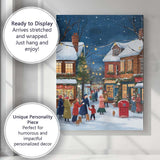 Cosy Christmas Village Snowy Winter Street Scene Canvas Wall Art Print Decor Picture Ready to Hang