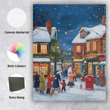 Cosy Christmas Village Snowy Winter Street Scene Canvas Wall Art Print Decor Picture Ready to Hang