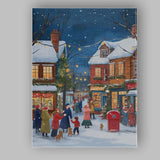 Cosy Christmas Village Snowy Winter Street Scene Canvas Wall Art Print Decor Picture Ready to Hang