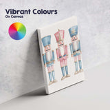 Pastel Watercolour Christmas Nutcracker Trio Festive Holiday Illustration Canvas Wall Art Print Decor Picture Ready to Hang