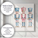 Pastel Watercolour Christmas Nutcracker Trio Festive Holiday Illustration Canvas Wall Art Print Decor Picture Ready to Hang