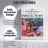 North Pole News Sparkle All The Way Glamorous Christmas Fashion Poster Canvas Wall Art Print Decor Picture Ready to Hang