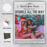 North Pole News Sparkle All The Way Glamorous Christmas Fashion Poster Canvas Wall Art Print Decor Picture Ready to Hang