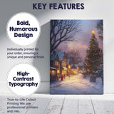 Enchanting Christmas Village Twilight Tree Snowy Winter Landscape Canvas Wall Art Print Decor Picture Ready to Hang