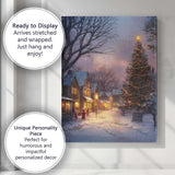 Enchanting Christmas Village Twilight Tree Snowy Winter Landscape Canvas Wall Art Print Decor Picture Ready to Hang