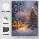 Enchanting Christmas Village Twilight Tree Snowy Winter Landscape Canvas Wall Art Print Decor Picture Ready to Hang