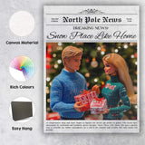 North Pole News Snow Place Like Home Christmas Couple Poster Canvas Wall Art Print Decor Picture Ready to Hang