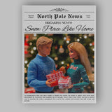North Pole News Snow Place Like Home Christmas Couple Poster Canvas Wall Art Print Decor Picture Ready to Hang
