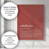 Minimalist Mistletoe Christmas Dictionary Definition Typography Wall Art Canvas Wall Art Print Decor Picture Ready to Hang
