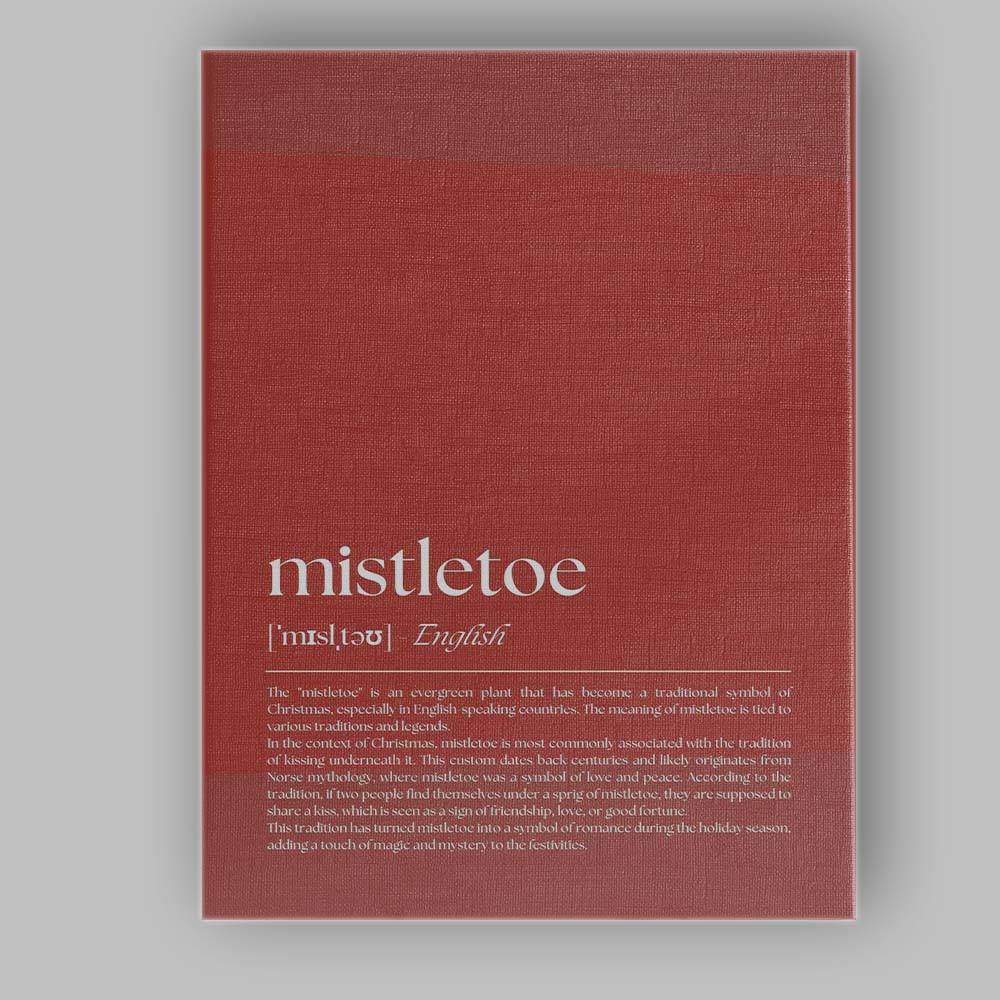Minimalist Mistletoe Christmas Dictionary Definition Typography Wall Art Canvas Wall Art Print Decor Picture Ready to Hang