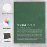 Minimalist Santa Claus Christmas Dictionary Definition Typography Wall Art Canvas Wall Art Print Decor Picture Ready to Hang