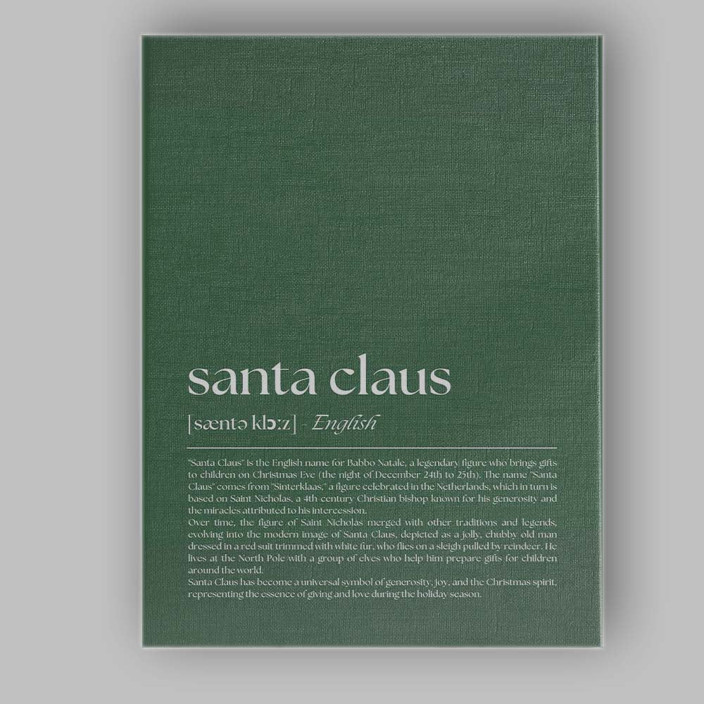 Minimalist Santa Claus Christmas Dictionary Definition Typography Wall Art Canvas Wall Art Print Decor Picture Ready to Hang