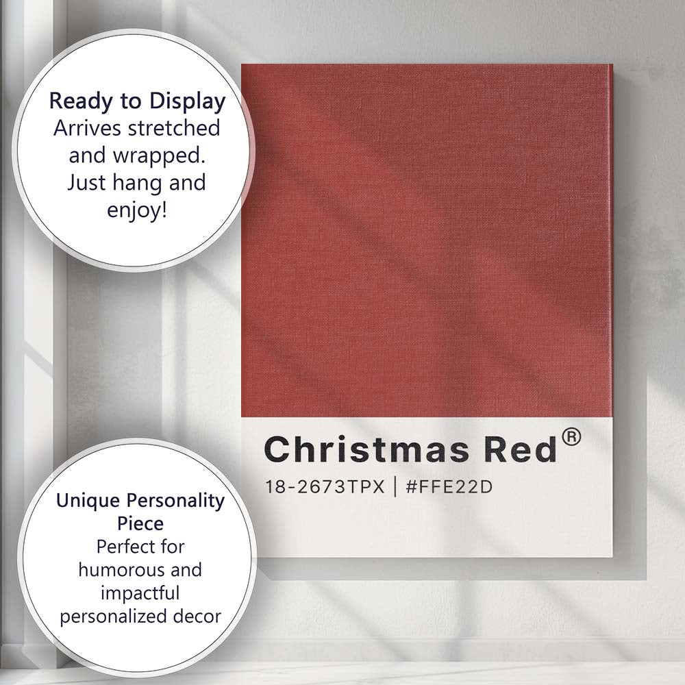 Christmas Red Festive Colour Swatch Minimalist Typography Wall Art Canvas Wall Art Print Decor Picture Ready to Hang