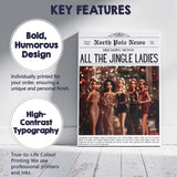 North Pole News All The Jingle Ladies Christmas Party Typography Canvas Wall Art Print Decor Picture Ready to Hang
