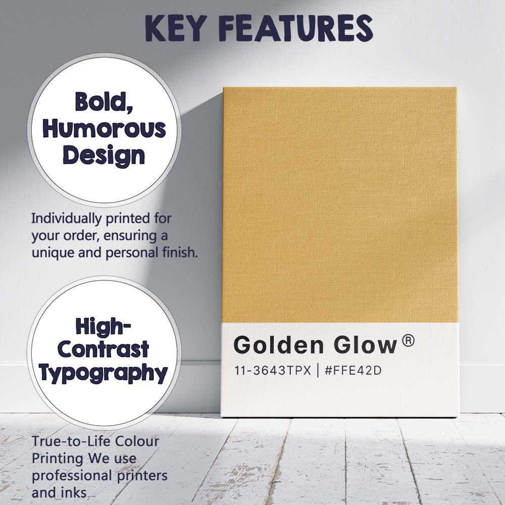 Golden Glow Minimalist Colour Swatch Modern Typography Canvas Wall Art Print Decor Picture Ready to Hang