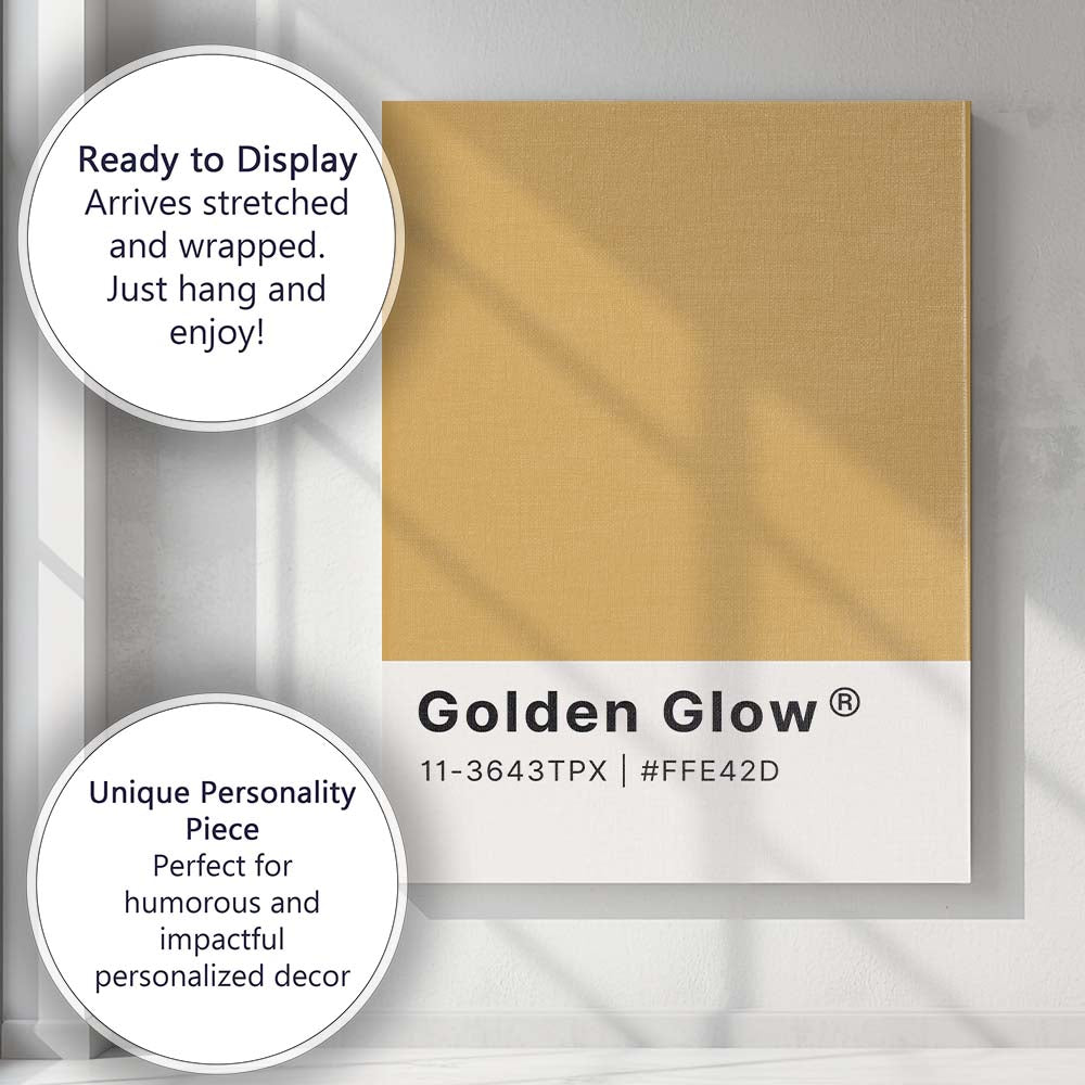 Golden Glow Minimalist Colour Swatch Modern Typography Canvas Wall Art Print Decor Picture Ready to Hang